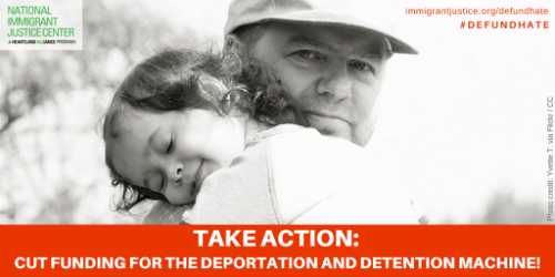 picture of a father holding a young child with text saying take action
