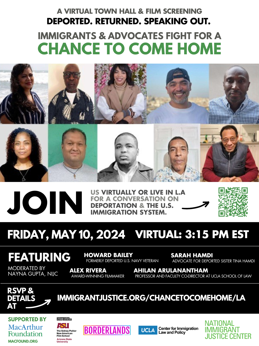 Invite for virtual Chance to Come Home townhall in LA