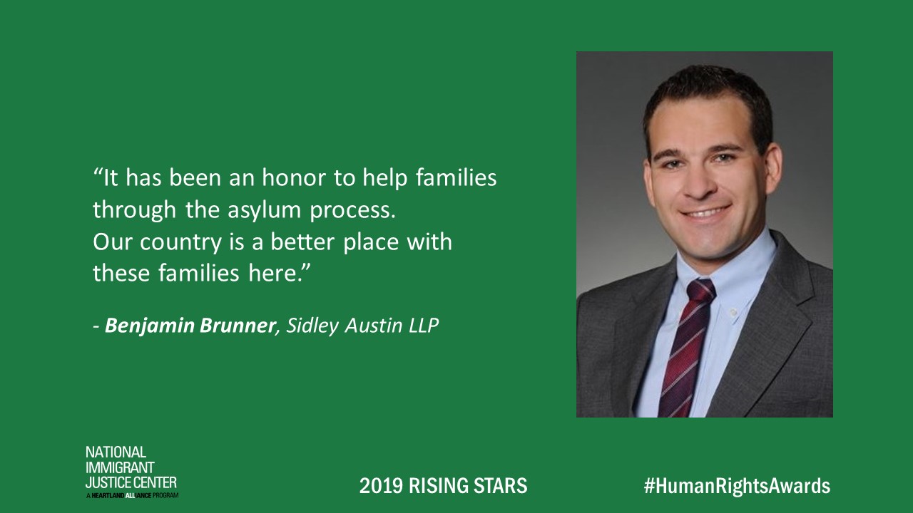 Image with picture of and quote from Benjamin Brunner, 2019 Rising Star