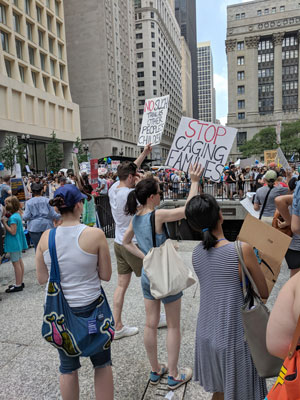 Photo of a family separation protest in Chicago in June 2018
