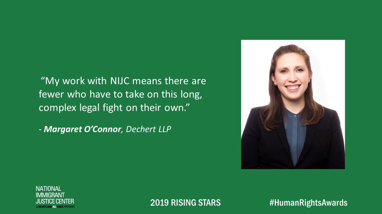 Image with picture of and quote from Margaret O'Connor, 2019 Rising Star
